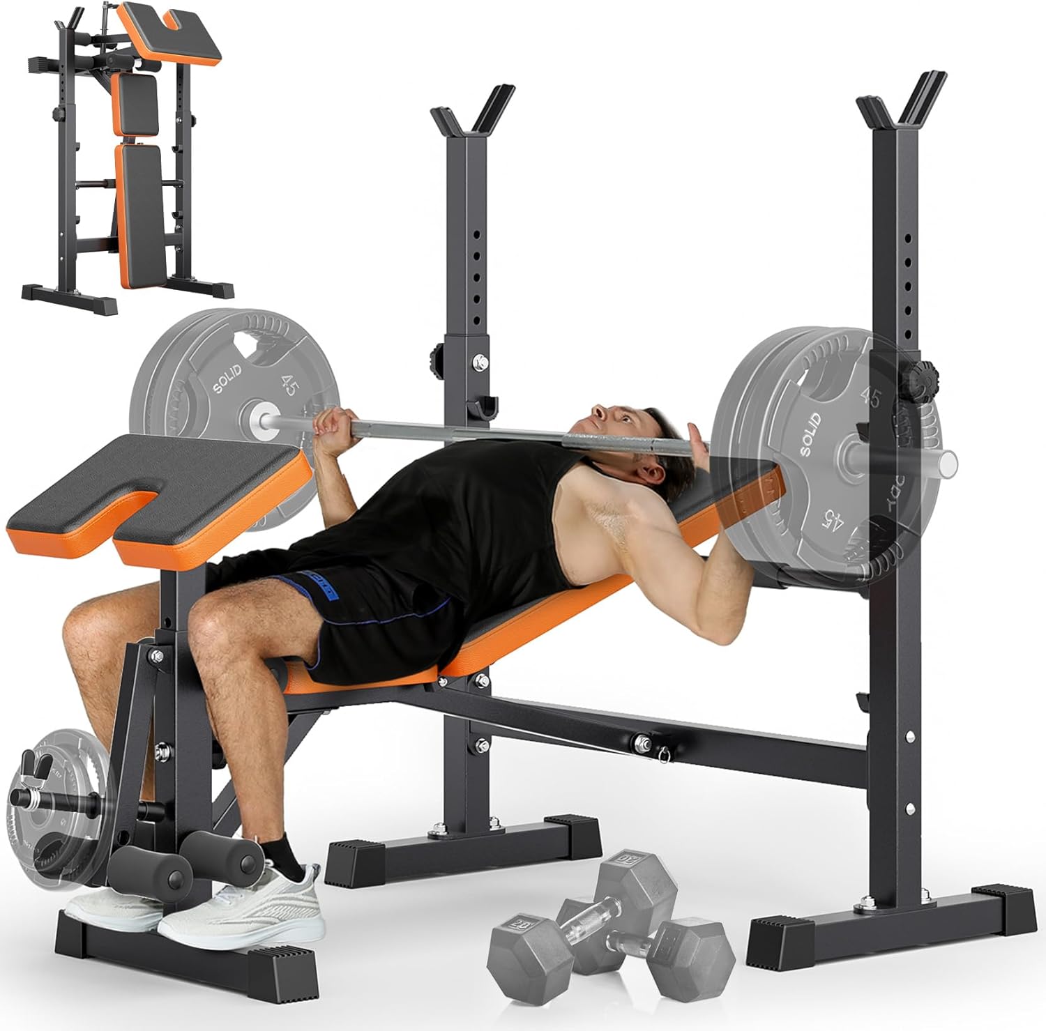 Home Gym Bench - 6-in-1 Space Saving Weight Bench Set