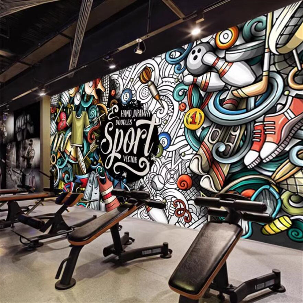 Home Gym House - Custom Sports Graffiti Wallpaper Modern Home