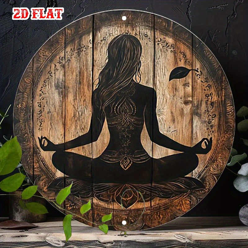Home Gym Zen - 2D Flat Metal Sign Yoga Girl