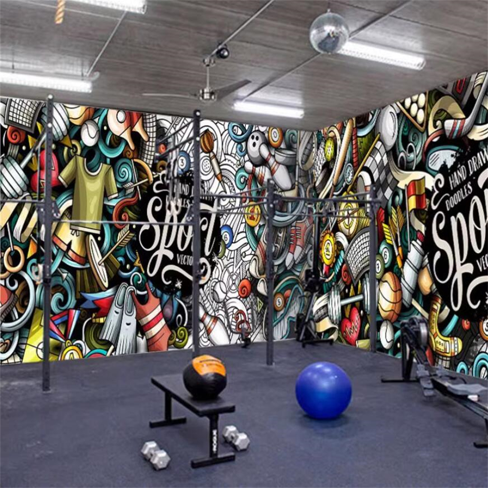 Custom Sports Graffiti Wallpap - Home Gym House incelemesi ve fiyatı