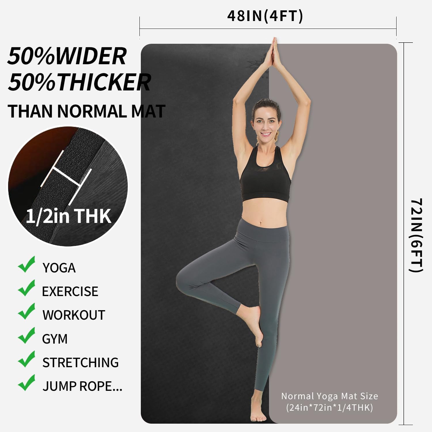 Extra Thick TPE Yoga Mat 6'x4' - Home Gym Yoga Mat incelemesi ve fiyatı